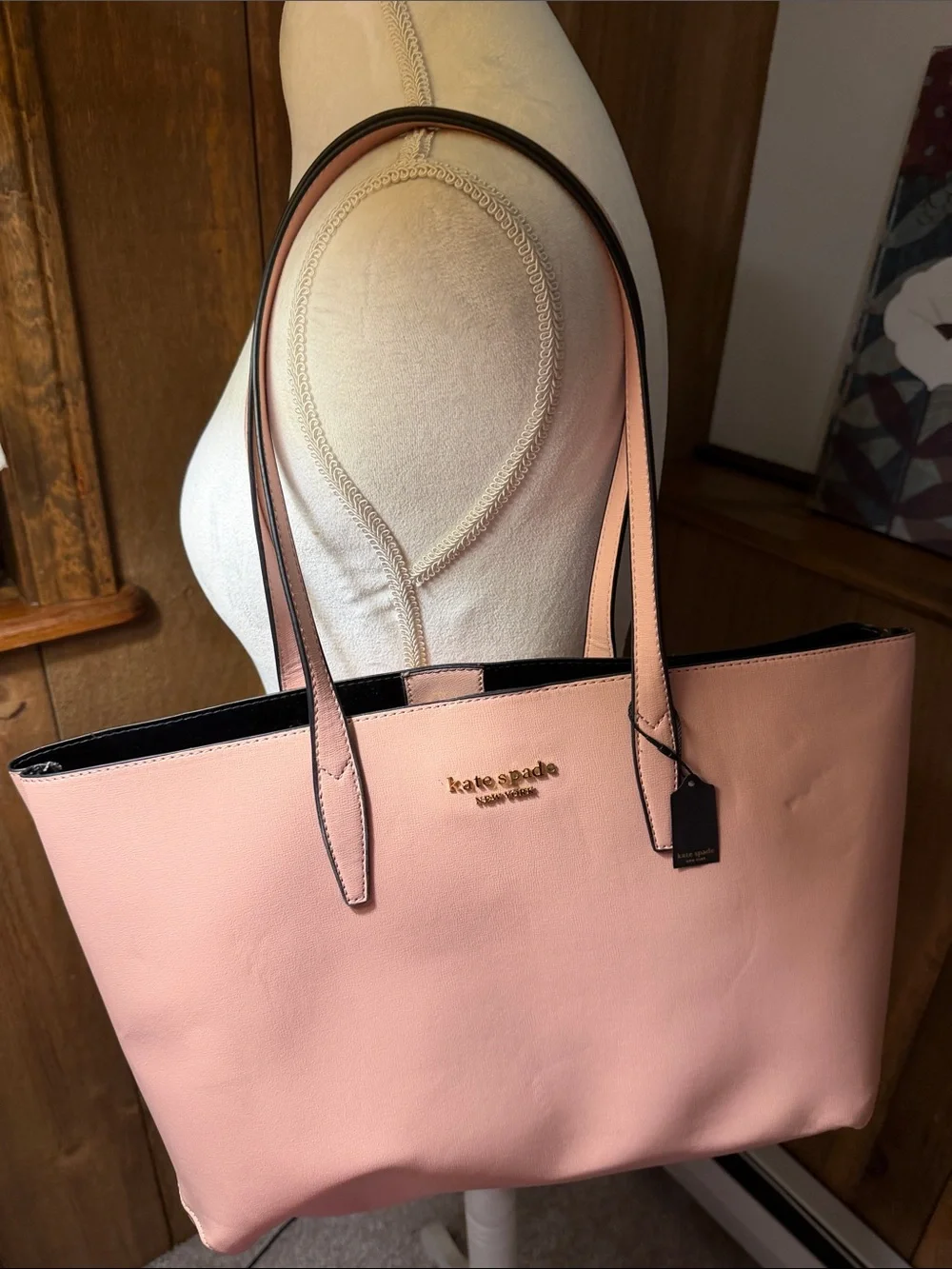 kate spade Pink and Black Leather Tote
